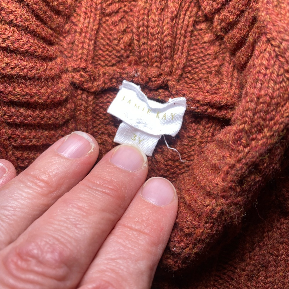 EUC Jamie Kay 3Y Hooded Cable Knit Long Sleeve Button Front Rust Brown Jumpsuit - Picture 3 of 6